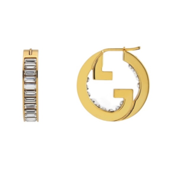 Gucci NIB NWOT gold color blondie earrings with rhinestone $730 retail - Picture 1 of 4